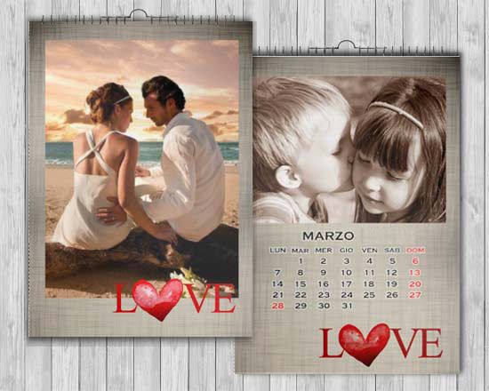 Elegante calendario in formato A4 con sfondo texture lino