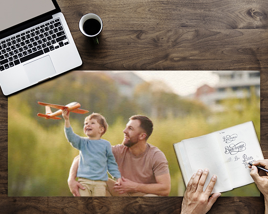 Tappetino mouse personalizzato XXL con foto papà figlio
