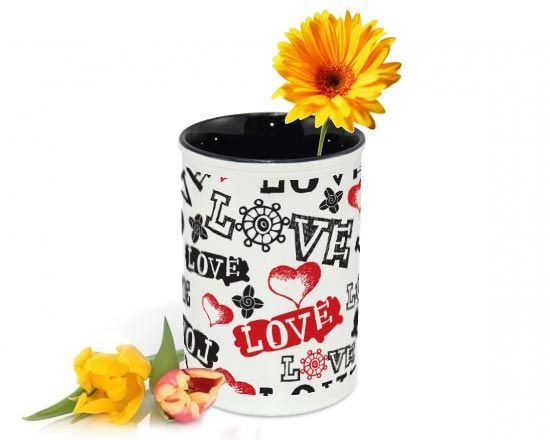 Portafiori personalizzato con grafica romantica