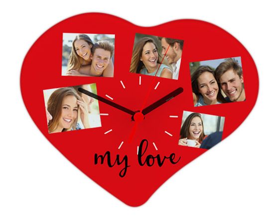 Orologio cuore con grafica rossa collage