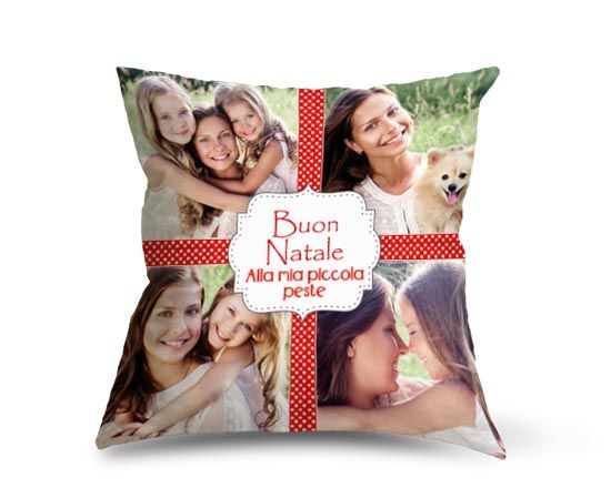 Cuscino Artigianale in Poliestere Collage natalizio