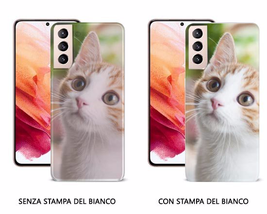cover per galaxy s21 con e senza stampa del bianco