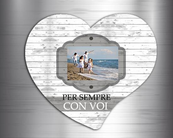 calamita a cuore con texture legno bianco