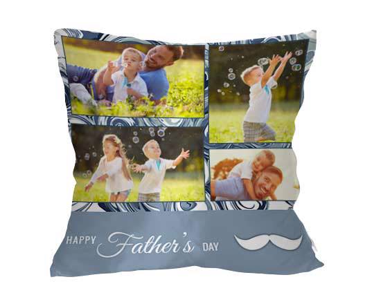 Cuscino classico in raso con grafica dal colore blu