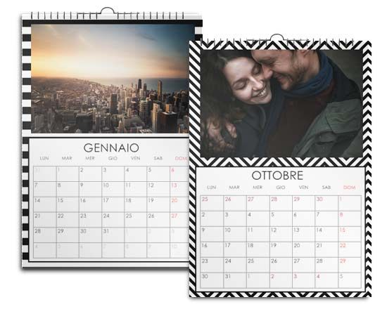 calendario con grafica bianco e nero