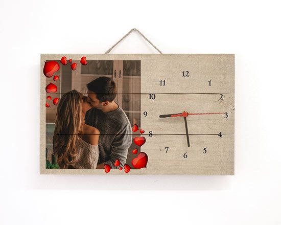 Orologio su listelli in Legno Frame Love con cordicella per appendere