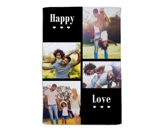 Coperta verticale love con 4 riquadri