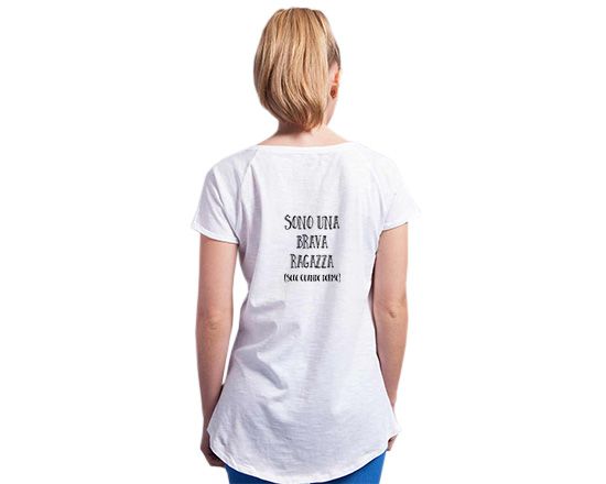 T-shirt scollo a V con grafica