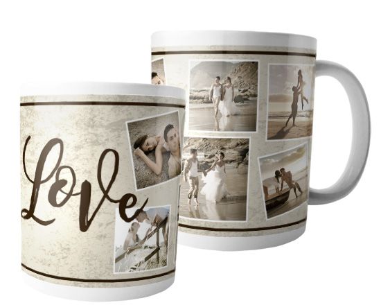 Grafica collage su tazza con foto
