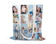Borsa Shopping collage con stampa e testo, realizzata artigianalmente nei nostri laboratori.