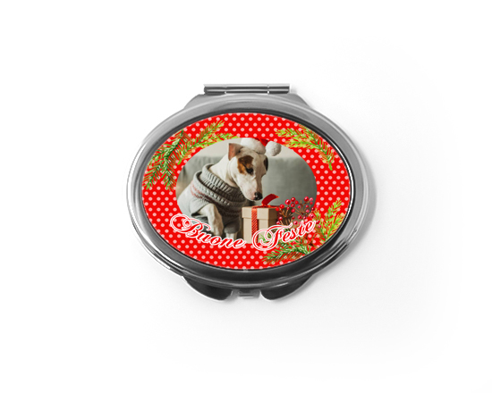 Specchietto Ovale da Borsetta Bacche natalizie