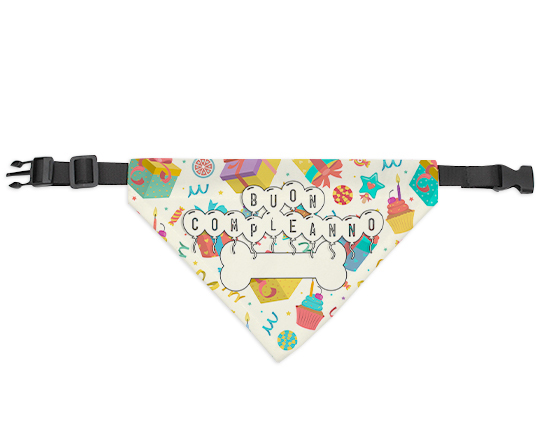 Bandana per cani personalizzata con grafica buon compleanno