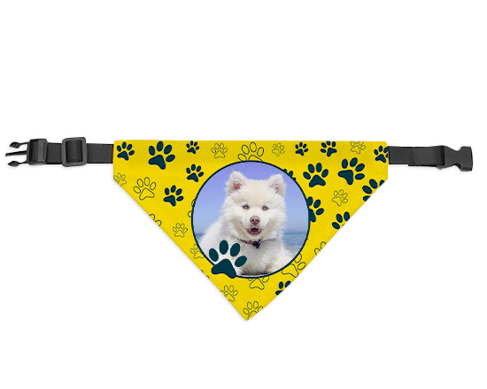 Bandana per cani personalizzata con grafica zampette gialle e nere