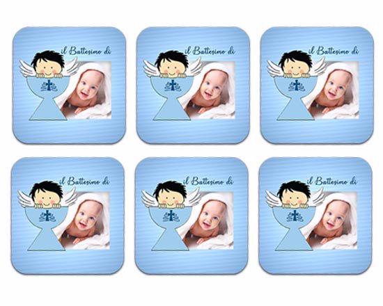 Calamite battesimo - pack da sei personalizzate con la stessa foto