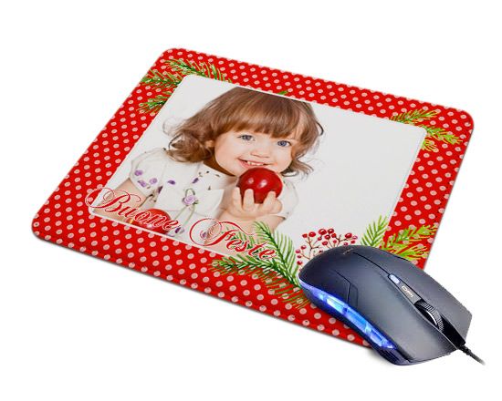 Tappetino Mouse in Pelle Bacche natalizie