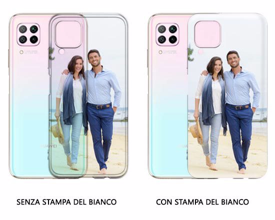 cover per huawei p40 lite dettaglio stampa del bianco