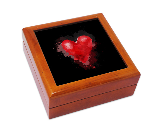 Portagioie in legno con grafica Black love