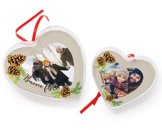 scegli la tua misura preferita per le palle di natale a forma di cuore