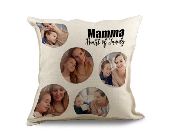 Cuscino quadrato in juta Heart family