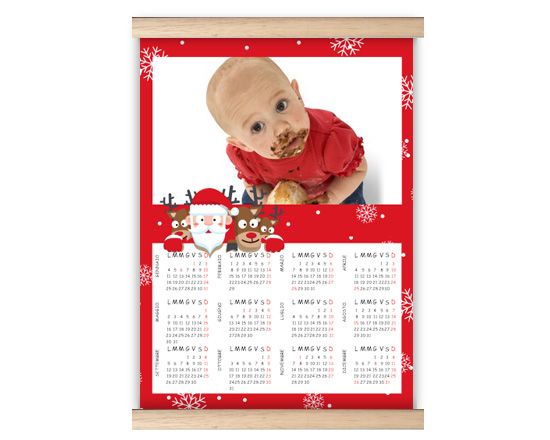 Calendario su Arazzo Babbo Natale Renna
