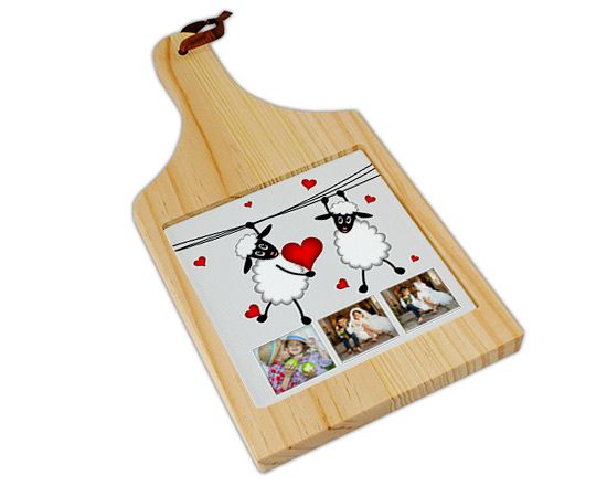 Tagliere in legno con grafica con pecorelle