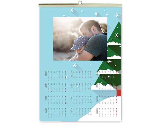Calendario A3 pagina singola Natale blu