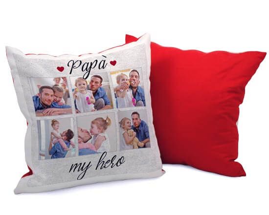 Cuscino in poliestere con grafica collage