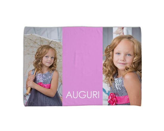 Coperta in pile con fascia centrale e 2 foto