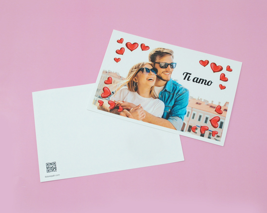 Fronte e retro del biglietto augurale personalizzato