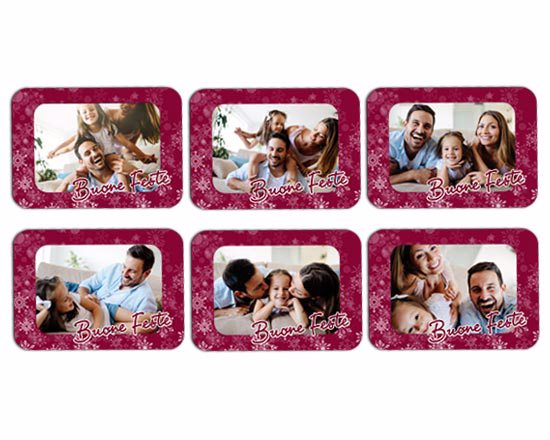 Calamita rettangolare Buone feste Pack da 6 foto diverse