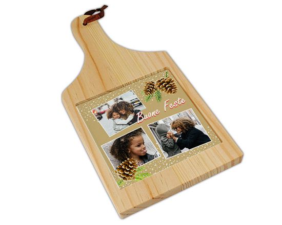Tagliere in legno Pigne natalizie