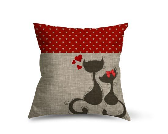 Cuscinodainetto con grafica di gatti in love