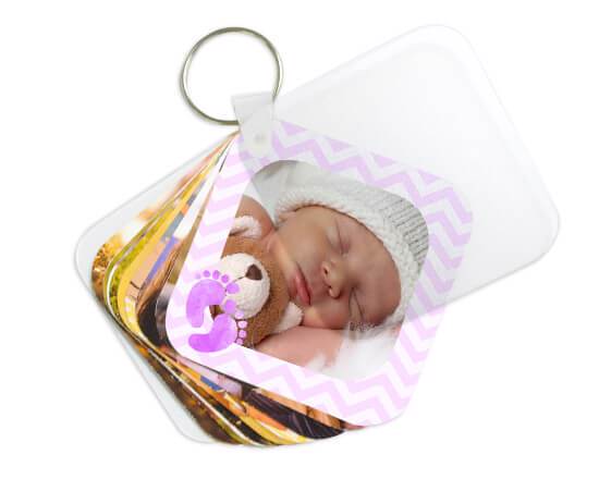 Portachiavi fotolibro con grafica per bambina