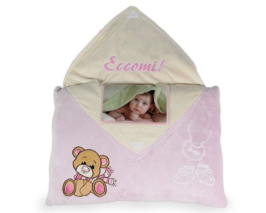 cuscino nascita rosa personalizzato con foto