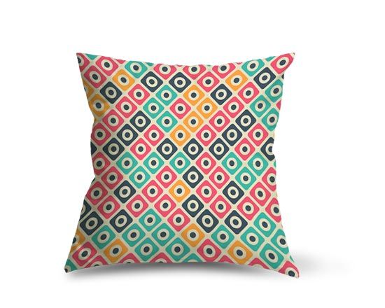 Cuscino con grafica colorata vintage