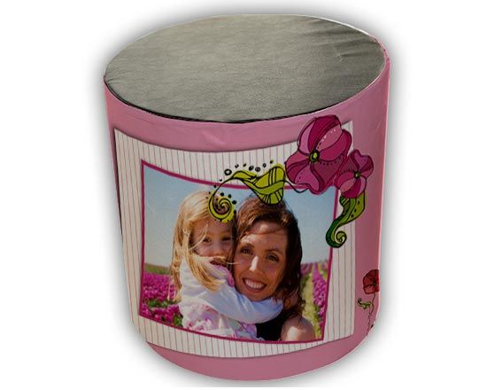 Pouf personalizzato con grafica e foto mamma