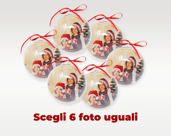 set da 6 palline natalizie personalizzate con la stessa foto