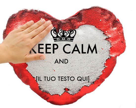 Cuscino cuore con paillettes kEEP CALM