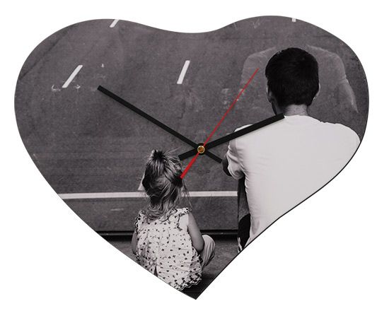 orologio con foto a forma di cuore - masonite