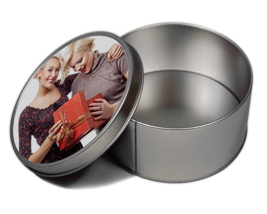 interno scatola di latta tonda personalizzata