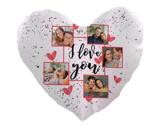 Cuscino a cuore con la stampa del tuo collage