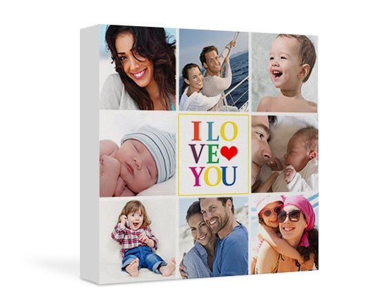 Foto Collage quadrato con riquadro centrale i love you