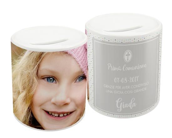 Salvadanaio con grafica nel colore grigio