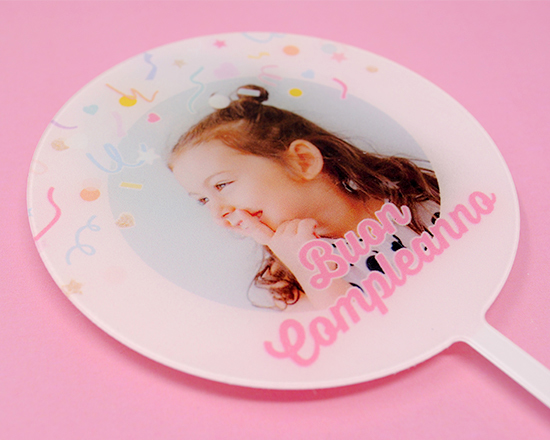 Cake topper tondo in plexiglass