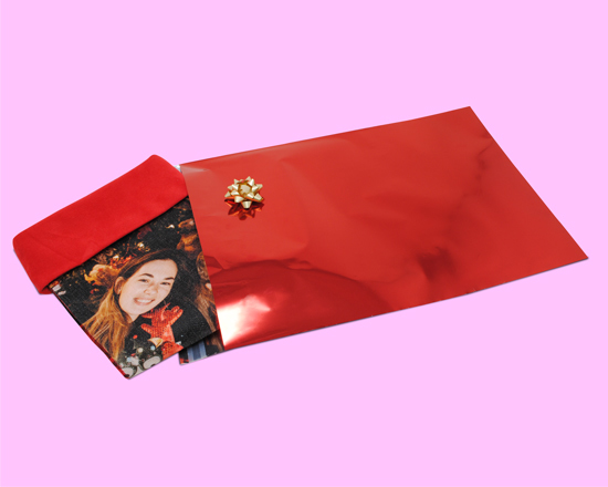 calza natalizia in juta con confezione regalo