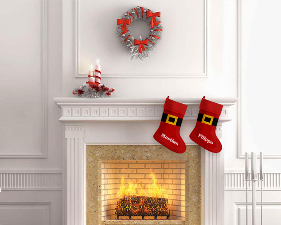calza natalizia in juta da appendere al camino