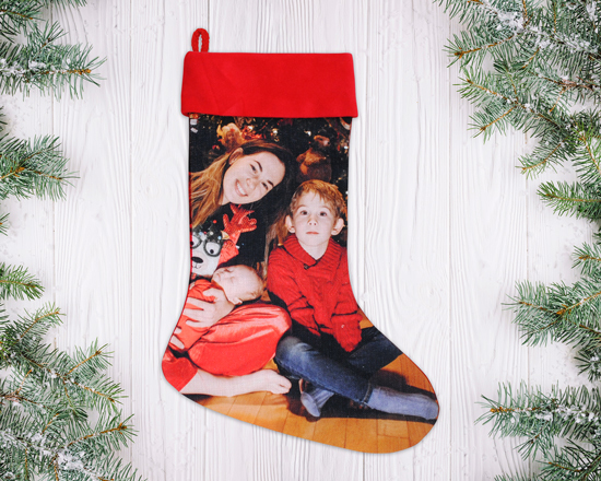 calza natalizia in juta pronta da appendere