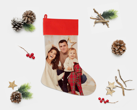 calza natalizia in juta con gancio