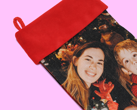 calza natalizia in tessuto juta