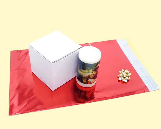 candela personalizzata con confezione regalo
